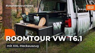 ROOMTOUR VW T6 mit XXL-Heckauszug | DIY Ideen für deinen Camper