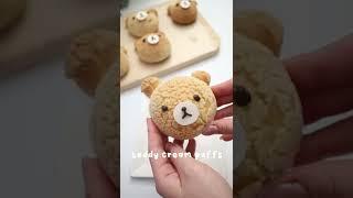 how to make CUTE cream puffs | choux au craquelin | #shorts