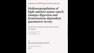 Hydroxypropylation of high-amylose maize starch changes digestion and fermentation-de... | RTCL.TV