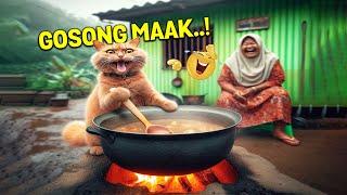 LUCU BANGET.! Kucing Oren Bar-bar Bantuin Emak Masak Malah Gosong ~ Video Kucing Lucu Oren Bar Bar