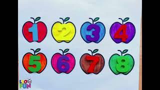 Aprende los colores y los números  coloreado manzanas | Learning colors and numbers for toddlers