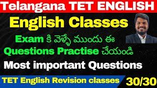 TS TET ENGLISH MOST IMPORTANT PRACTISE BITS |TS TET ENGLISH REVISION CLASSES MOST IMPORTANT BITS