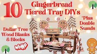 10 *Must See* Unique Gingerbread & Peppermint Tiered Tray DIYs • Dollar Tree Wood Blanks & Blocks •