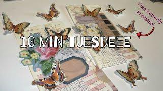 10 minute Tuesdee // cute journal bellyband pockets + FREE butterfly printable