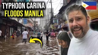 Foreigner SHOCKED by TYPHOON CARINA in MANILA