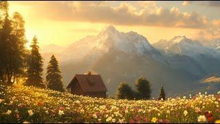 Relaxing Meadow Ambience, Nature Sounds with Wildflowers, Tranquil Mountain View 8 hours