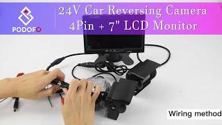 12V/24V Car Reversing Camera 4Pin + 7" LCD Monitor (F0505C3) Apperance+Wiring guide+Function display