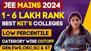 NITs at Low Percentile For JEE 2024 | 1-6 Lakh Low Rank NIT Colleges For GEN, EWS, OBC, SC, ST #nit