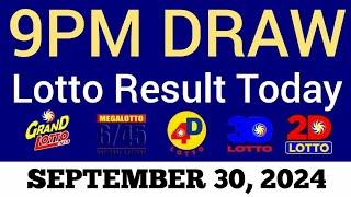 Lotto Result Today 9pm Draw September 30, 2024 Swertres Ez2 PCSO Live Result