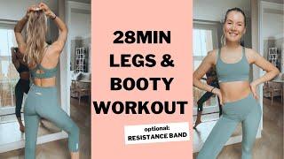 28 MIN LEGS & BOOTY WORKOUT // with resistance band // Long, Lean & Toned Legs // Caroline Deisler