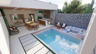 Casa em formato de "L" muito linda | COM PISCINA |