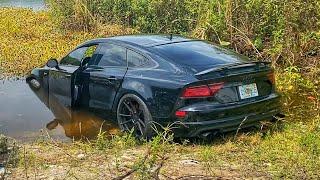 Нашли Audi A7 утопленную в болоте с крокодилами
