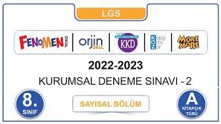 2022-2023 Fenomen Yayınları Kasım Ayı Türkiye Geneli LGS-2 Deneme Sınavı Matematik Soru Çözümü