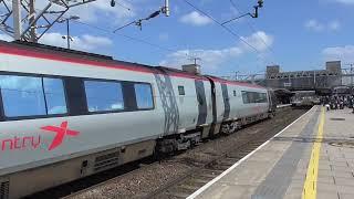 Stafford Railway Station 221112 XC (EX Avanti West Coast) arriving at P4 on 1V61 on 18th May 2025