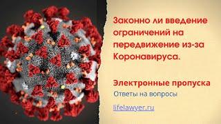 Законно ли введение ограничения на передвижение и пропуска из-за Коронавируса. Что делать?