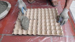 Project Reuse From Egg Tray And Cement - Ideas Making Flower Pot From Egg Tray