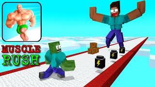 Minecraft Mobs : MUSCLE RUSH RUN CHALLENGE - Minecraft Animation