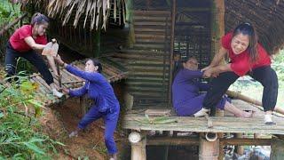 Single mother builds bamboo house, harvests vegetables, cruel mother-in-law has strange behavior