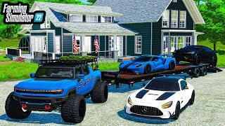 BUILDING $2,999,999 MODERN MANSION! (LIFTED TRUCKS + SUPERCARS) | FS22