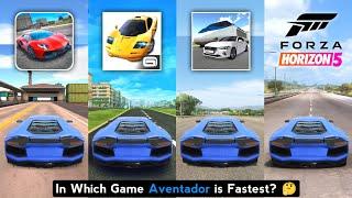 Aventador Top Speed in Ultimate Car Simulator, Asphalt Nitro, 3D Driving Class & Forza Horizon 5