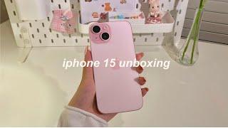 iphone 15 (pink) 512gb unboxing  accessories + aesthetic setup