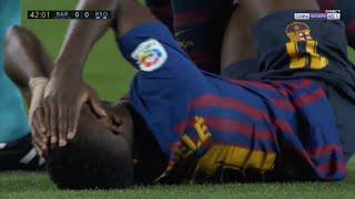 Ousmane Dembele gets injured after a horrific tackle by Raul Navas ▶ FC Barcelona vs Real Sociedad