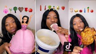 Emoji food copy-paste in real foods eating|tiktok challenge