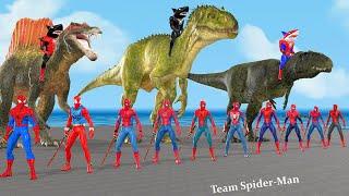 Siêu nhân nhệnSPIDER-MAN Team || Return of Venom 3 THE LAST DANCE  -  Dinosaur T-rex Attack Joker