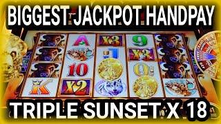 HUGE JACKPOT Handpay with TRIPLE SUNSET X18 Buffalo Gold Revolution Slot