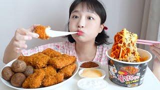 치즈불닭볶음면과 멕시카나 치필링치킨 먹방이거 혹시 나를 위한 치킨…?‍ REALSOUND MUKBANG | cheese chicken,firenoodles :D