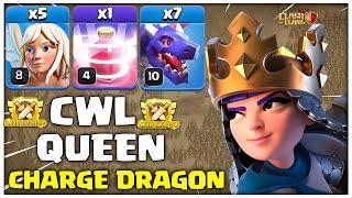 How to use Queen Charge Dragons at th15 for 3 stars Always | Best Th15 CWL Attack - Clash of Clans