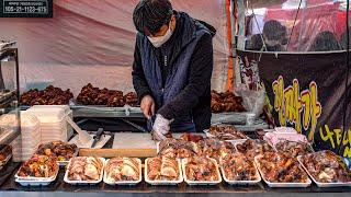 Everyday sold out! Korean braised pig's trotters, jokbal & pork skin│Korean street food