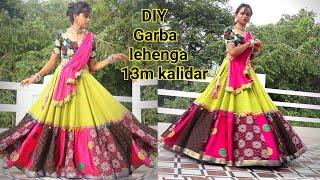 Making 13m full gher kalidar garba lehenga at very low cost .Navratri special garba lehenga tutorial