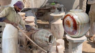 ONYX Marble Stone Turning into a Vintage Vase || Handcrafted Vintage ONYX Marble Stone Vase