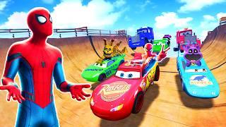 GTAV SPIDERMAN 2, FIVE NIGHTS AT FREDDY'S, THE AMAZING DIGITAL CIRCUS Join in Epic New Stunt Racing