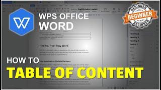 WPS Office Word How To Create Table Of Contents Tutorial