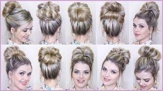 10 КЛАССНЫХ ИДЕЙ КАК СДЕЛАТЬ НЕБРЕЖНЫЙ ВЫСОКИЙ ПУЧОК | 10 Easy Two Minute Bun | messy bun hairstyle