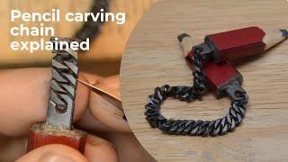 How I made this chain on pencil lead | pencil carving art | chain link carving on pencil lead |