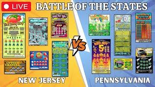 BATTLE OF THE STATES  NEW JERSEY vs. PENNSYLVANIA SCRATCH OFF LOTTERY TICKETS