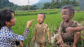 The mother was not at home, the son went alone to the fields to catch fish and crabs to eat