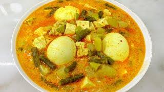 RESEP SAYUR LODEH KOMPLIT ISI LABU SIAM KACANG PANJANG TAHU TEMPE DAN TELUR | IDE MENU BERBUKA PUASA