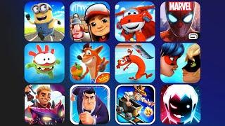 Minion Rush, Subway Surfers, Super Wings, Spiderman, Om Nom Run, Crash Run, Agent Dash, Rail Rush