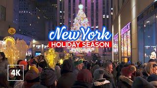 NEW YORK Holidays 2024  Rockefeller Center Night Walk Walking Tour 4K