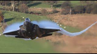 USAF F-35s exiting the Mach Loop in style - 4K