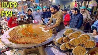 FOOD STREET PAKISTANI  DESI BREAKFAST || TAWA FRY KALEJI - LIVER FRY || KALEJI