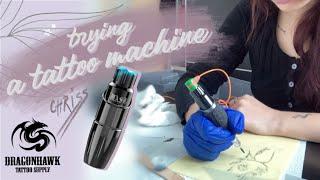 TRYING CHEAP TATTOO MACHINE FROM AMAZON | dragonhawk mast | tattoo with me