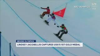 Connecticut native Lindsey Jacobellis earns 1st US gold at Olympics in snowboardcross