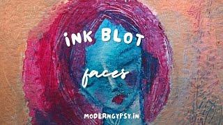 Art journal tutorial for beginners: Ink blot faces