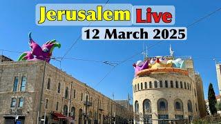 Jerusalem Live 12 March 2025. Before the holiday of Purim. Walk from the Western Wall