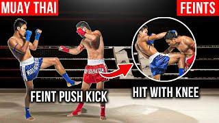 FEINT PUSH KICK and HIT POWERFUL WITH KNEE! TRICKS FOR MUAY THAI